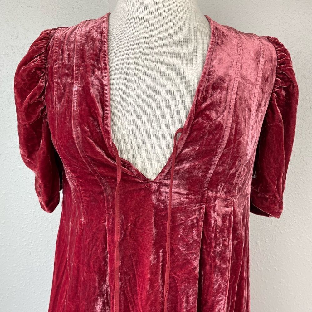 NWOT Red Velour V-Neck Tunic Top Size XS - Picture 2 of 7